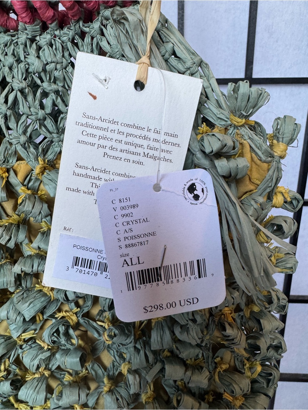 Free People with Sans Arcidet - Viral Madagascar Raffia Fish bag. NWT - Picture 4 of 7